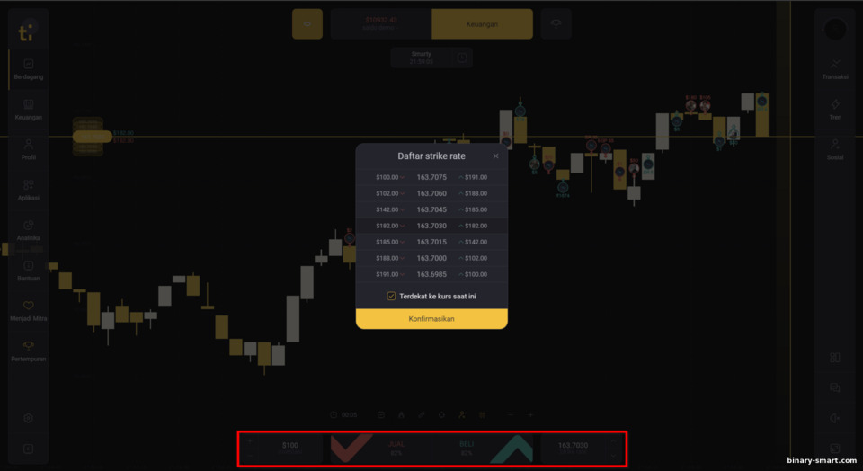 memilih harga pembukaan transaksi dengan broker Tickz memilih harga pembukaan transaksi dengan broker Tickz