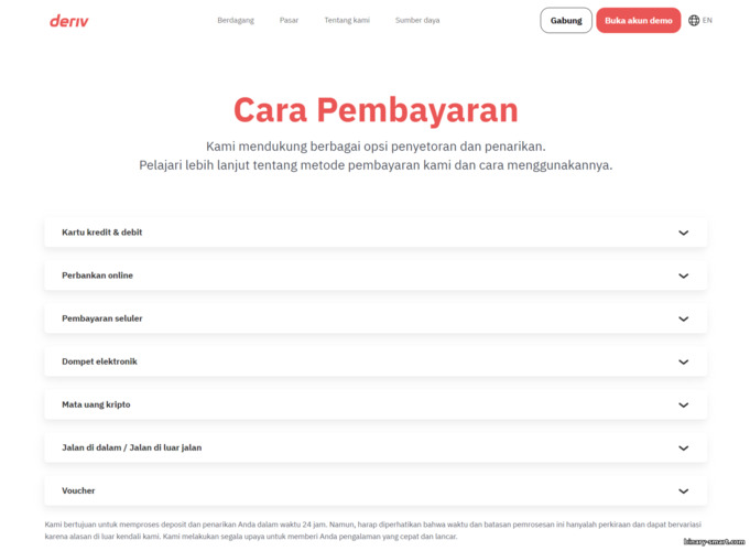 metode penarikan dana dari broker Deriv