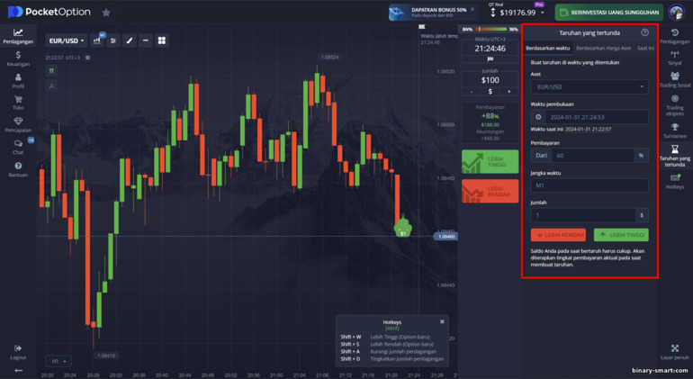 Transaksi tertunda di broker Pocket Option