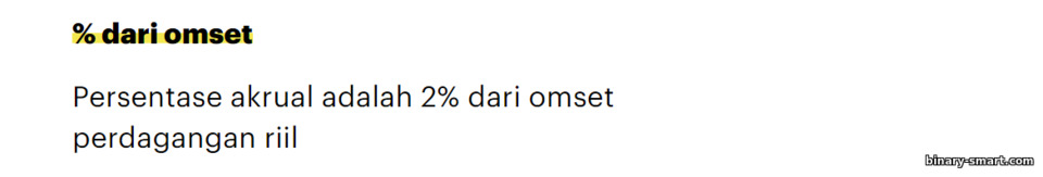 Bagian Omset dalam program afiliasi Binarium
