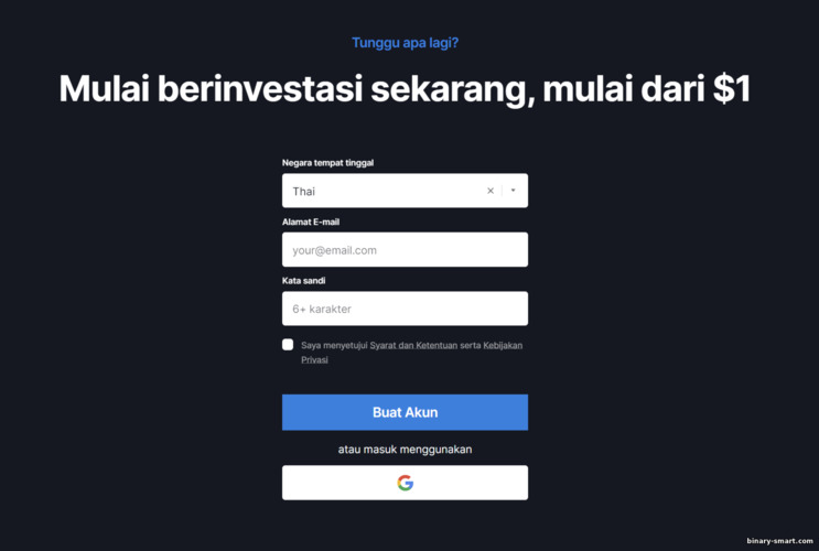 Mendaftarkan akun perdagangan dengan broker Exnova