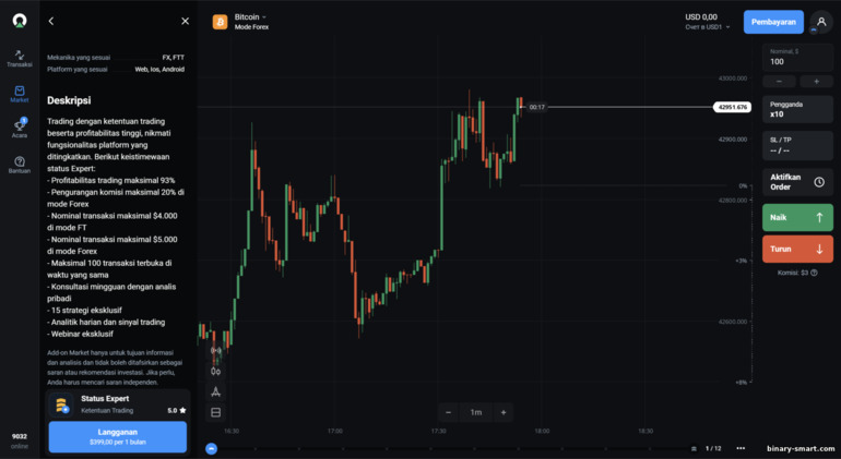 status ahli perdagangan di Market OlympTrade