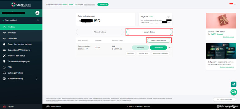 Buka akun demo dengan broker forex Grand Capital