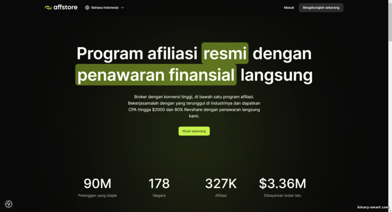 Situs web resmi program afiliasi broker top Affstore