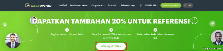 Syarat dan ketentuan program afiliasi di broker RaceOption