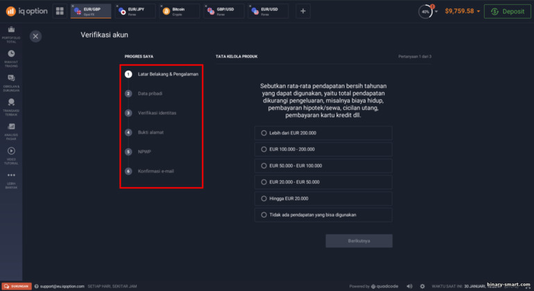 Verifikasi akun perdagangan dengan broker IQ Option