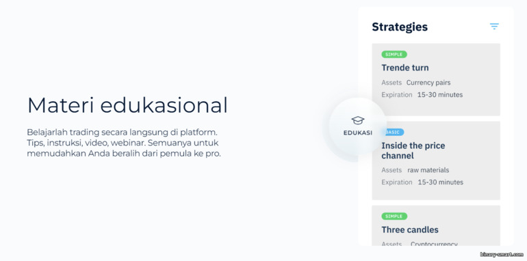 Materi edukasi dari broker Binarium