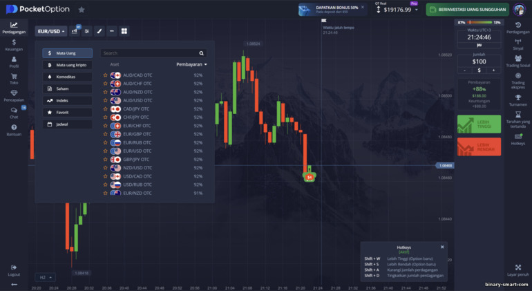 Aset untuk diperdagangkan dengan broker Pocket Option