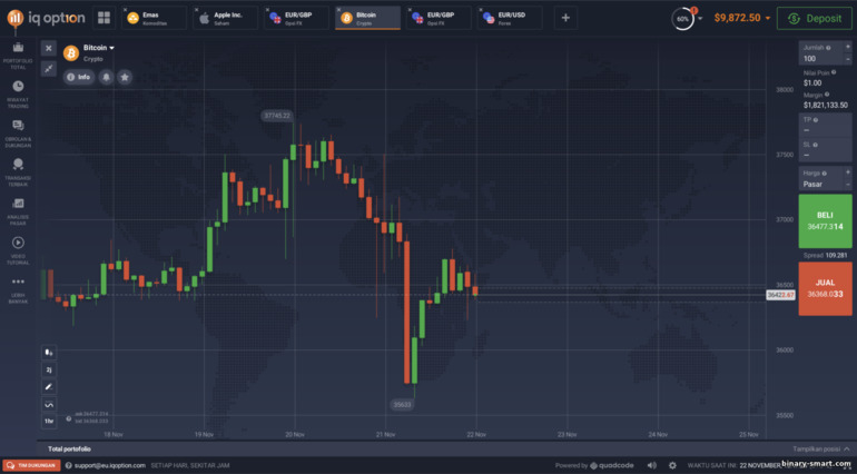 Platform perdagangan pialang IQ Option