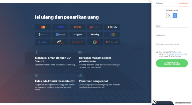 Metode penyetoran dan penarikan uang dari broker Bubinga