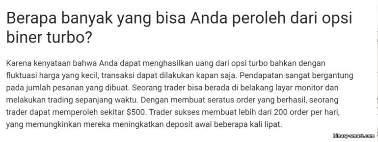 berapa banyak yang bisa Anda peroleh dari opsi turbo