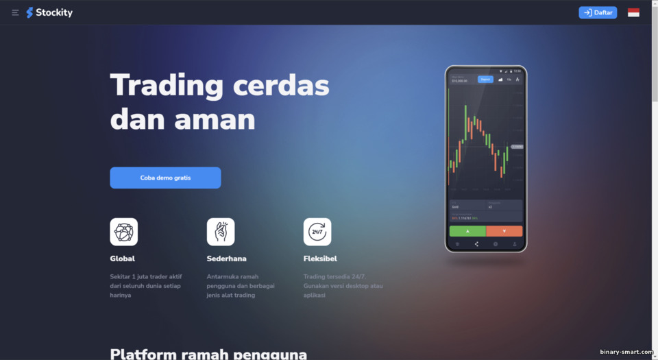 Situs web resmi broker Stockity