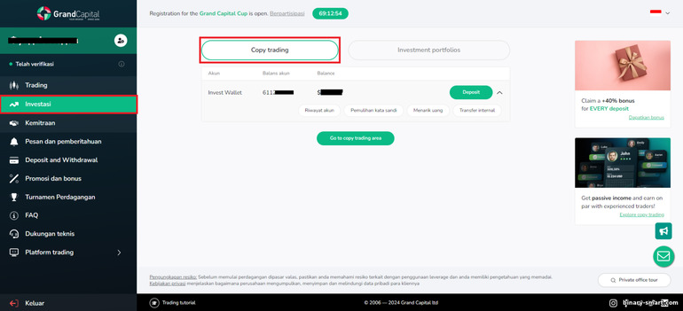 Cara membuka akun Copy Trading dengan broker forex Grand Capital