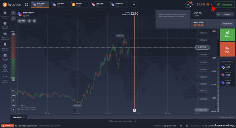 Beralih antara akun nyata dan demo dengan broker IQ Option