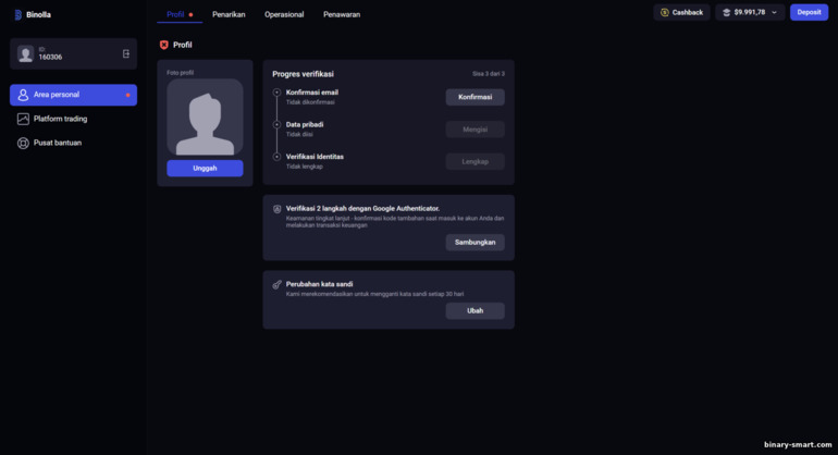 Memverifikasi akun Anda dengan broker opsi biner Binolla