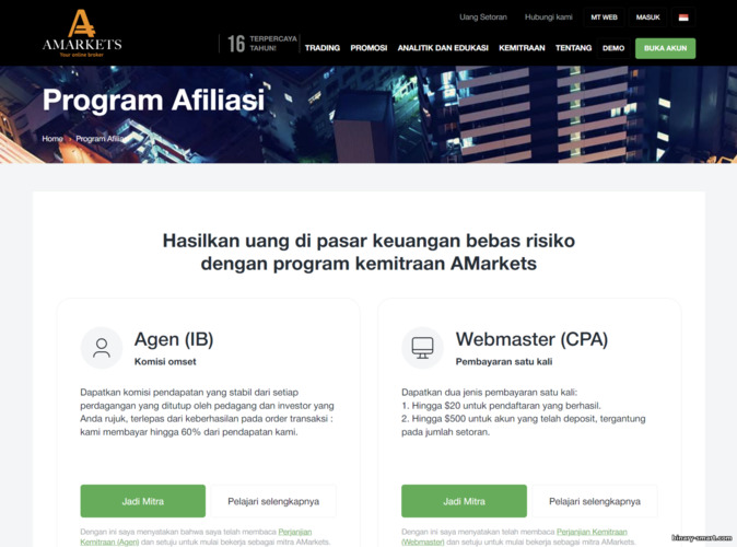 situs resmi program afiliasi Mitra AMarkets