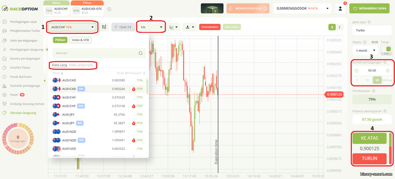 berdagang dengan broker opsi biner RaceOption