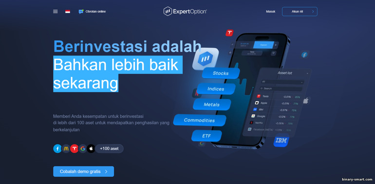 Dapatkan bonus 100% dari broker opsi biner ExpertOption