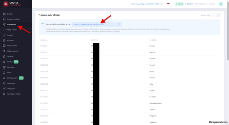Model Sub Afiliasi dalam program afiliasi Quotex