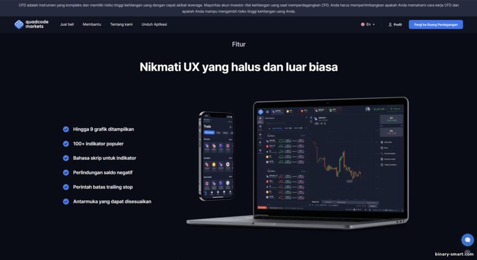 Fitur platform perdagangan pasar Quadcode