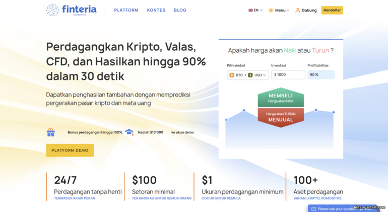 situs resmi broker opsi biner Finteria