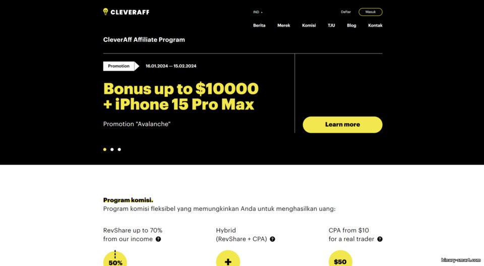 Situs web resmi program afiliasi broker Binarium