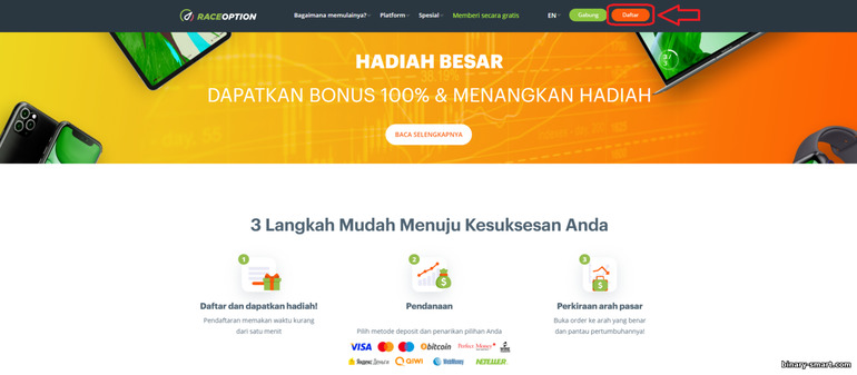 Situs web resmi broker opsi biner RaceOption