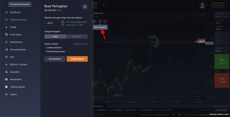 Menambahkan peringatan ke broker perdagangan prop SabioTrade