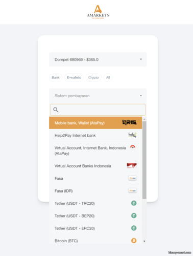 metode pembayaran di broker AMarkets