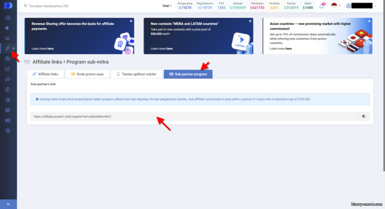Program sub-afiliasi dalam program afiliasi Pocket Option