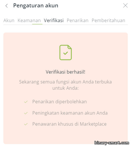 verifikasi dengan broker opsi biner RaceOption