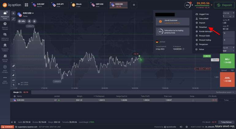 Penarikan dana dari broker IQ Option