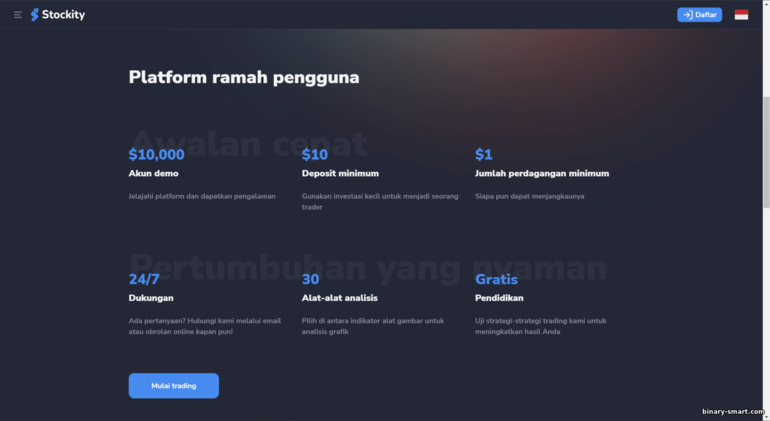 kondisi perdagangan broker Stockity