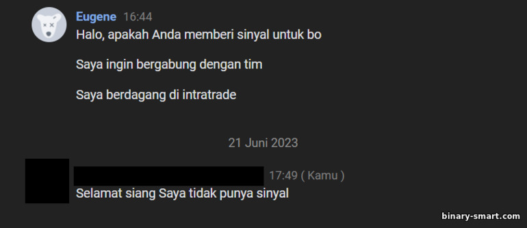 Anda memberi sinyal pada opsi biner