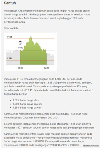 penerapan opsi biner satu sentuhan dalam perdagangan