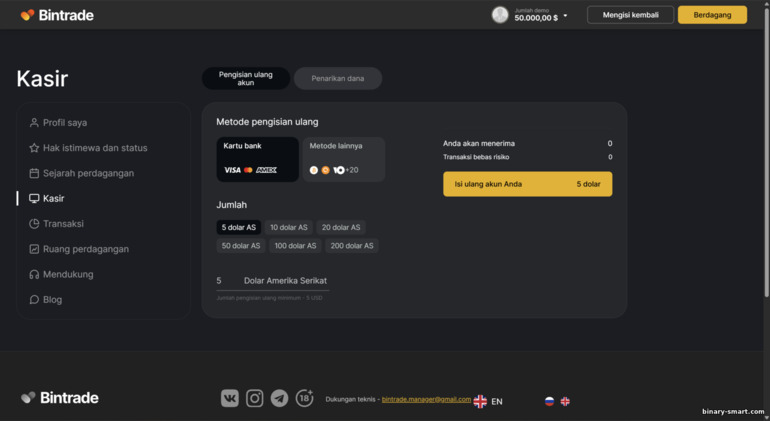 Setoran minimum BinTrade Setoran minimum BinTrade