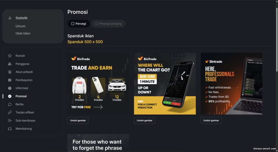 Materi promo afiliasi BinTrade