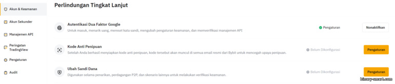 Perlindungan Akun Lanjutan ByBit
