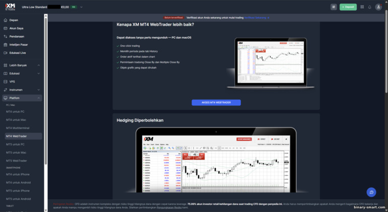 Trading melalui Platform Web XM Trading melalui Platform Web XM