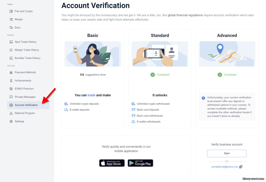Verifikasi Akun Trading Exmo