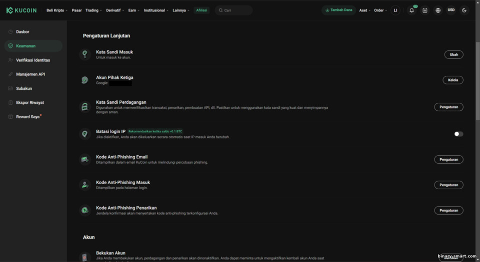 Pengaturan Keamanan Akun KuCoin