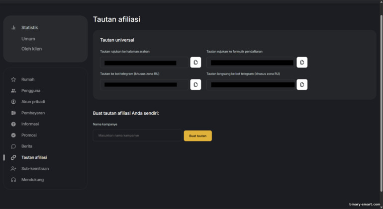 Tautan afiliasi broker BinTrade