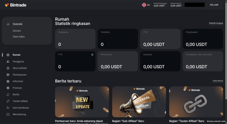 Beranda program afiliasi BinTrade