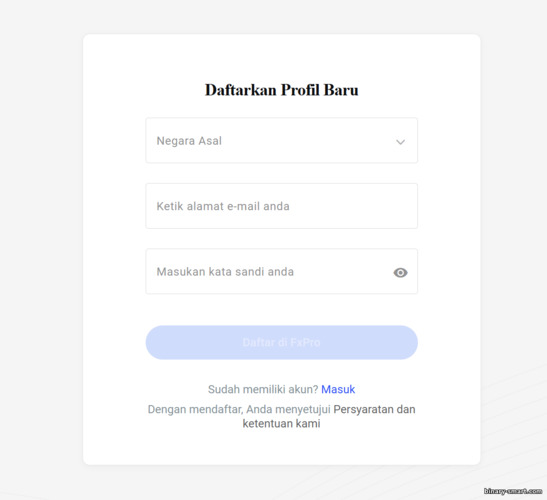 Formulir Pendaftaran Akun FXPro
