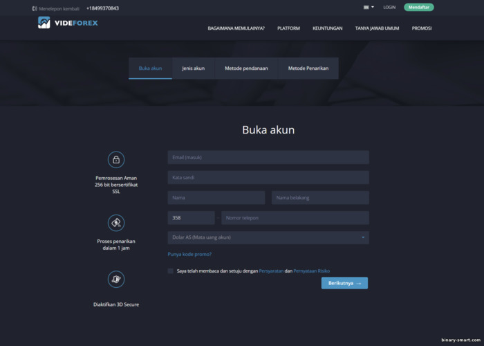 Pendaftaran Akun di VideForex
