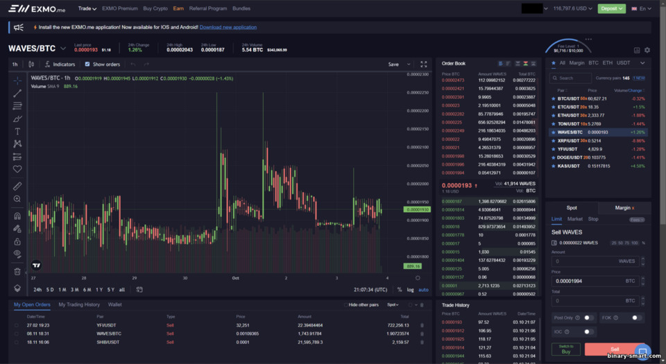 Platform Trading Cryptocurrency Exmo
