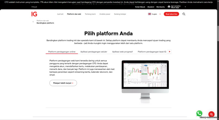Platform trading IG Markets