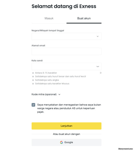 Pendaftaran Akun Trading Exness Pendaftaran Akun Trading Exness
