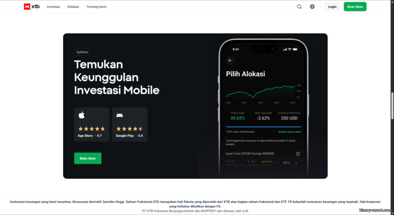 Aplikasi trading seluler XTB