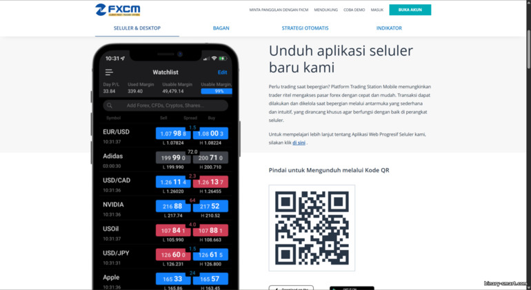 Aplikasi trading seluler FXCM